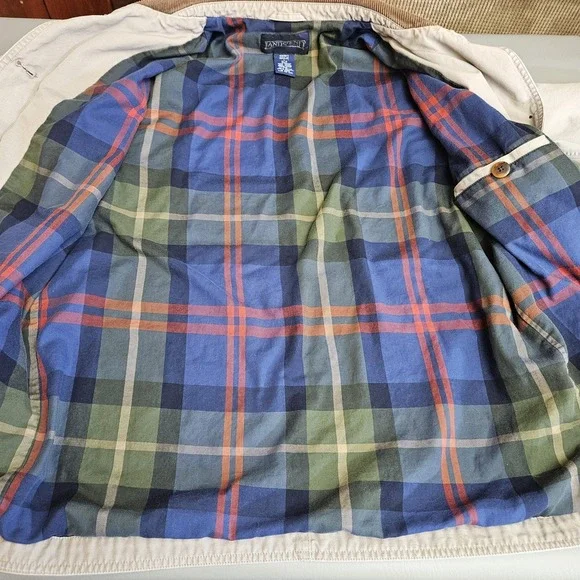 Lands' End Chore Coat Women Large Canvas Barn Field Flannel Lined Corduroy Tan - Picture 14 of 14